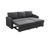 Mabel - Woven Fabric Sleeper Sectional With Cupholder, USB Charging Port nd Pocket - Dark Gray Mabel - Woven Fabric Sleeper Sectional With Cupholder, USB Charging Port nd Pocket - Dark Gray