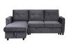Hudson - Velvet Reversible Sleeper Sectional Sofa With Storage Chaise - Dark Gray