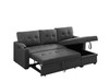 Mabel - Linen Fabric Sleeper Sectional With Cupholder, USB Charging Port And Pocket