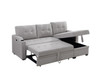 Mabel - Linen Fabric Sleeper Sectional With Cupholder, USB Charging Port And Pocket