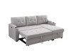 Mabel - Linen Fabric Sleeper Sectional With Cupholder, USB Charging Port And Pocket