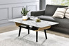 Landon - Coffee Table With Glass Marble Texture Top And Bent Wood Design
