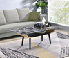 Landon - Coffee Table With Glass Marble Texture Top And Bent Wood Design