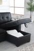 Lexi - Vegan Leather Modern Reversible Sleeper Sectional Sofa With Storage Chaise