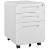 3 Drawer Mobile File Cabinet Under Desk Office, Simple Style Versatile Storage Cabinet For Legal / Letter / A4 Files, 5 Wheel Design Anti-Tilting Cold Rolled Steel Waterproof Moisture-Proof