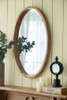 Oval Wall Mirror With Wood Frame, Farmhouse Wood Mirror For Bathroom Entryway Console Lean Against Wall - Brown