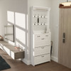 Shoe Cabinet With 3 Doors 2 Drawers With Hanger, Door With Shape, Large Space For Storage