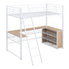 Loft Bed & 3 Layers Of Shelves And L-Shaped Desk
