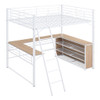 Loft Bed & 3 Layers Of Shelves And L-Shaped Desk