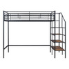 Loft Bed With Upper Grid Storage Shelf And Lateral Storage Ladder