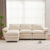 Modern Deep 3 Seat Sofa Couch With Ottoman, Comfy Upholstered Furniture