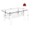Modern Rectangular Coffee Table With Tempered Transparent Glass Top And Storage Shelf