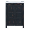 Vintage Style Small Bathroom Vanity Combo With Ceramic Sink, 2 Soft-Close Doors - Espresso