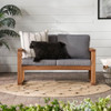 Contemporary Solid Acacia Wood Loveseat With Cushions - Brown Contemporary Solid Acacia Wood Loveseat With Cushions - Brown