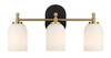 Meadows - 3 Lights Vanity Brush Bathroom Wall Light For Bathroom Over Mirror - Black / Gold / White