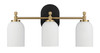 Meadows - 3 Lights Vanity Brush Bathroom Wall Light For Bathroom Over Mirror - Black / Gold / White
