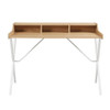 Design Laurel Writing Desk With Storage And Metal Crossed Legs - Natural / White