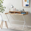 Design Laurel Writing Desk With Storage And Metal Crossed Legs - Natural / White