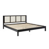King Bed With Rattan Panel Headboard - Black King Bed With Rattan Panel Headboard - Black