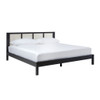 King Bed With Rattan Panel Headboard - Black King Bed With Rattan Panel Headboard - Black