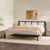 King Bed With Rattan Panel Headboard - Black King Bed With Rattan Panel Headboard - Black