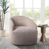 Modern Upholstered 360 Degree Swivel Chair Faux Fabric Solid Wood Frame - Beige
