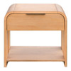 Modern 1 Drawer Waterfall Nightstand With Mid Century Design - Natural