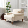 Elegant Circular Armrests, Ergonomic Lumbar Support, Vintage Roman Column Legs, Luxurious Large Size, Enhances Living Room Aesthetics, For Living Room - Beige
