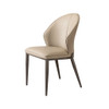 Modern Dining Chair (Set of 2) With Unique Backrest Design Leather - Beige / Black