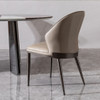 Modern Dining Chair (Set of 2) With Unique Backrest Design Leather - Beige / Black