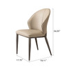 Modern Dining Chair (Set of 2) With Unique Backrest Design Leather - Beige / Black