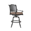 Elegant Cast Aluminum Counter Stool Set With Cushions, All Weather Design - Dark Brown