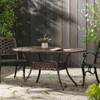 Outdoor Aluminum Dining Table With Umbrella Holder And Curved Legs - Copper
