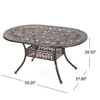 Outdoor Aluminum Dining Table With Umbrella Holder And Curved Legs - Copper