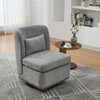 Wide Modern Chenille Cushioned Armless Metal Base 360° Swivel Chair With Pillow
