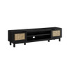 Modern Rattan Door Low TV Stand For TVs Up To 80" - Black Modern Rattan Door Low TV Stand For TVs Up To 80" - Black
