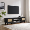 Modern Rattan Door Low TV Stand For TVs Up To 80" - Black Modern Rattan Door Low TV Stand For TVs Up To 80" - Black