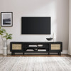 Modern Rattan Door Low TV Stand For TVs Up To 80" - Black Modern Rattan Door Low TV Stand For TVs Up To 80" - Black