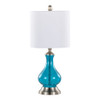 Jasmine - Contemporary Lamp - Clear Sapphire Blue Seeded / Nickel / White