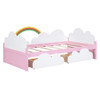 Twin Size Bed With Clouds And Rainbow Decor - Pink / White