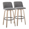 Toriano - Mid-Century Modern Fixed Height BarStool With Round Footrest (Set of 2) Toriano - Mid-Century Modern Fixed Height BarStool With Round Footrest (Set of 2)