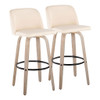 Toriano - Mid-Century Modern Fixed Height BarStool With Round Footrest (Set of 2) Toriano - Mid-Century Modern Fixed Height BarStool With Round Footrest (Set of 2)