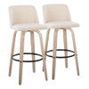 Toriano - Mid-Century Modern Fixed Height BarStool With Round Footrest (Set of 2) Toriano - Mid-Century Modern Fixed Height BarStool With Round Footrest (Set of 2)