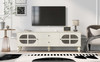 Modern TV Stand For TVs Up To 75" With Fluted Glass Doors