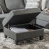Ottoman With Birch Wood Legs And Cushioned Top For Comfort