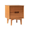 Mid-Century Modern 2 Drawer Solid Wood Nighstand With Cutout Handles Mid-Century Modern 2 Drawer Solid Wood Nighstand With Cutout Handles