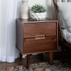 Mid-Century Modern 2 Drawer Solid Wood Nighstand With Cutout Handles Mid-Century Modern 2 Drawer Solid Wood Nighstand With Cutout Handles
