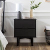 Mid-Century Modern 2 Drawer Solid Wood Nighstand With Cutout Handles Mid-Century Modern 2 Drawer Solid Wood Nighstand With Cutout Handles
