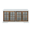 Modern Farmhouse Two Tone Windowpane Glass Door TV Stand For TVs Up To 65"