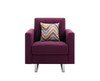 Victoria - Linen Fabric Armchair With Metal Legs, Side Pockets, And Pillow